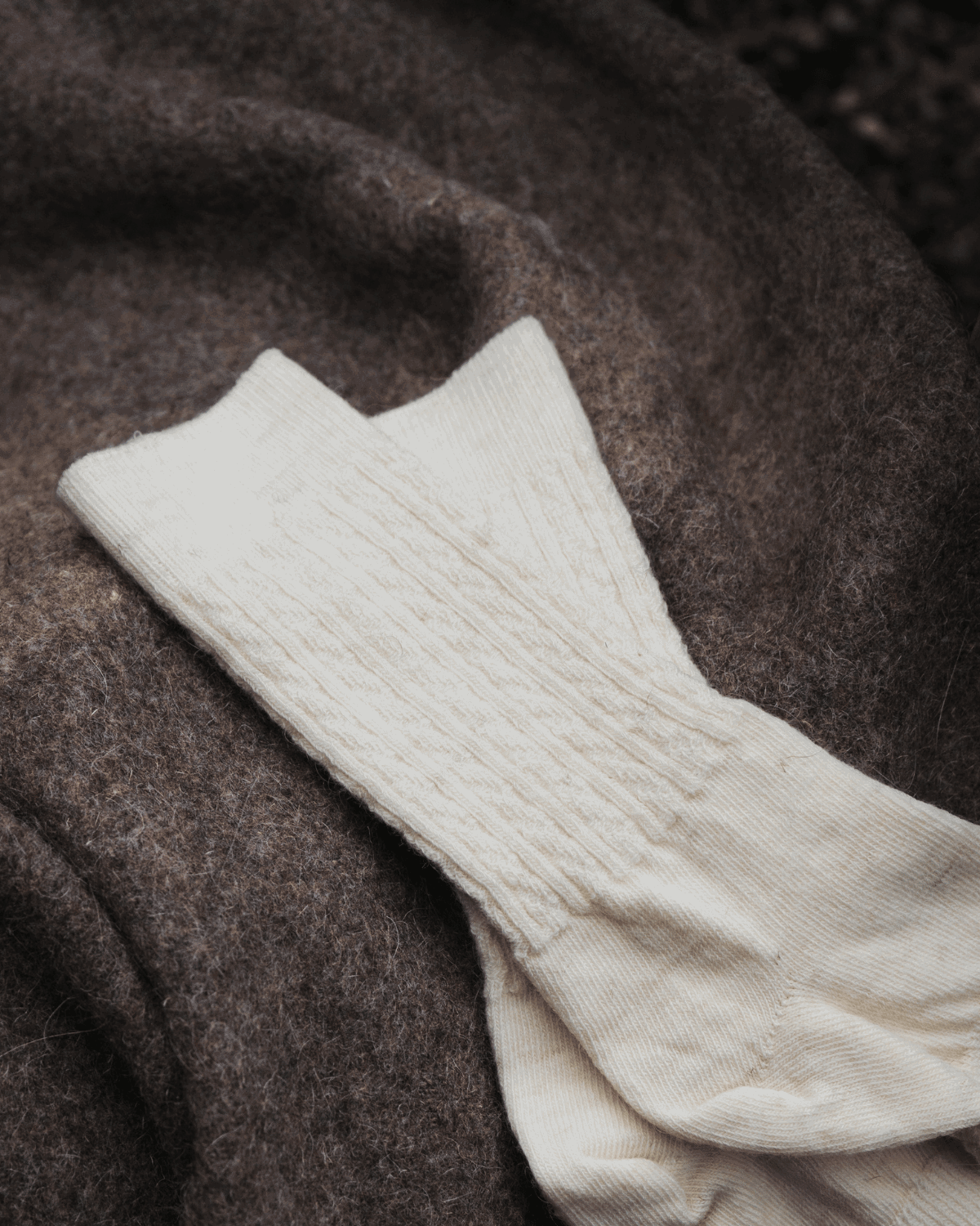 Mohair Wool Cable Knit Crew Sock (+4 colors)
